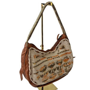 3.1 Phillip Lim Boho Leather Crochet Metal Shoulder Hobo Purse Y2K Cottage Brown